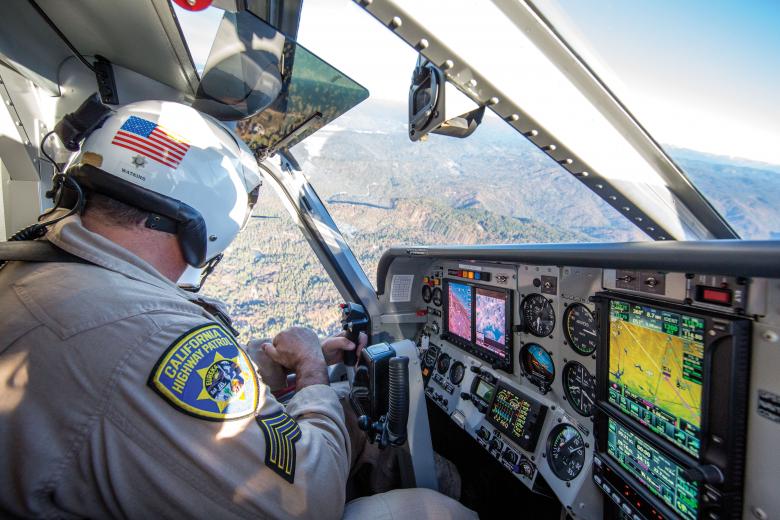 “Emergency response is the aircraft’s top priority,” says Sergeant Jeff Watkins, aerial supervisor and pilot for CHP. “Valley Division also covers homeland security missions, rural patrol, enforcement and transportation.” “Emergency response is the aircraft’s top priority,” says Sergeant Jeff Watkins, aerial supervisor and pilot for CHP. “Valley Division also covers homeland security missions, rural patrol, enforcement and transportation.”