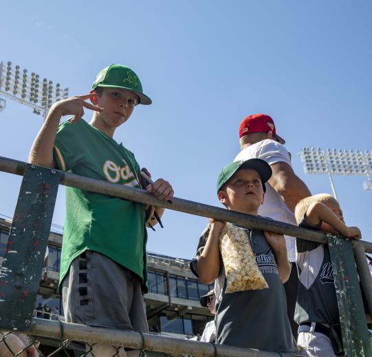 Dejected young fans behind the A’s dugout after the June 29 loss to the Yankees.