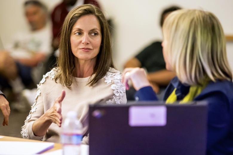 Cheryl Holben (left), chair of the Sacramento Metropolitan Arts Commission, discusses the ESC art plan with SMAC Executive Director Shelly Willis. Cheryl Holben (left), chair of the Sacramento Metropolitan Arts Commission, discusses the ESC art plan with SMAC Executive Director Shelly Willis.