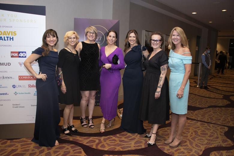 From VSP Global/VSP Vision Care: Jacqueline Guzman, senior executive communications specialist; Julie Hughes, senior strategy consultant; Heather Klaiber, senior business advisor; Dr. Valerie Sheety-Pilon, vice president of eye care solutions; Kate Renwick-Espinosa, Businesswoman of the Year winner and president, VSP Vision Care; Courtney Scantlin, executive assistant to the president; Terri Wilson, senior vice president and general manager of health care partners and solutions