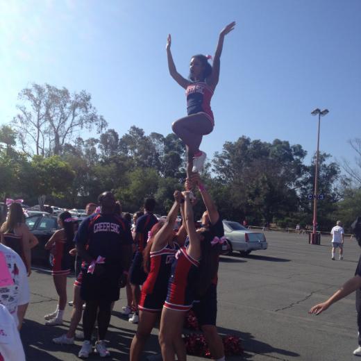 Sac State cheerleaders rooting walkers on. Sac State cheerleaders rooting walkers on.