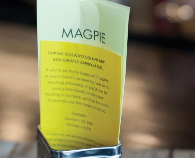 Last summer, Magpie began offering customers the opportunity to tip kitchen staff separately from servers.