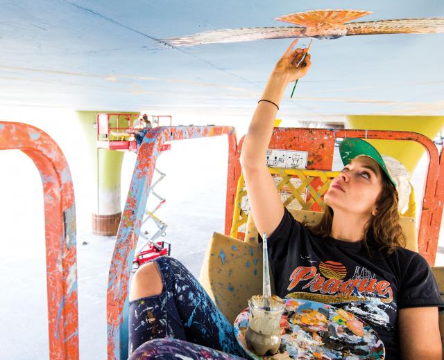 When Bright Underbelly is completed, Sofia Lacin will have spent about 315 hours painting the expansive mural.