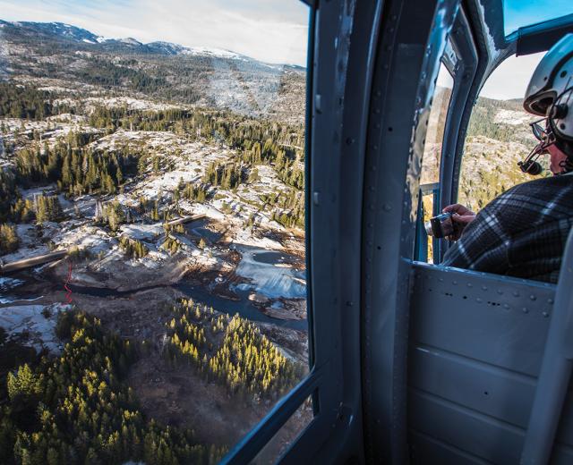 Hydrography field technician Dan Lund is en route to the Rubicon Reservoir in Eldorado National Forest’s Desolation Wilderness for some routine valve maintenance at the dam there. Attentively controlling the flow helps SMUD maximize hydropower generation. The location is too far into the wilderness to access by ground transport.