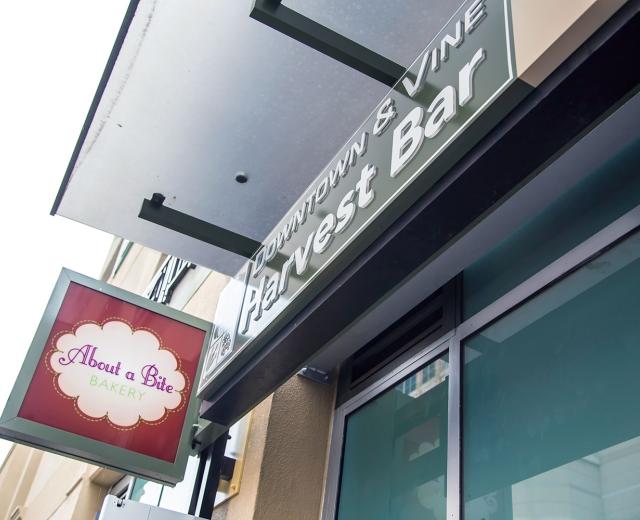 The owners of About a Bite Bakery and Downtown & Vine are sharing space on K Street, across from the IMAX Theater. About a Bite Bakery creates bite-sized desserts, and the new Harvest Bar will offer “grab-and-go” breakfast and lunch items.