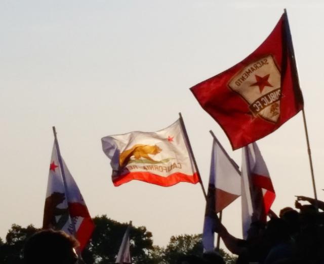The Tower Battalion cheers on its team, the Sacramento Republic FC, at Bonney Field in May. (photo courtesy Cole Allen)
