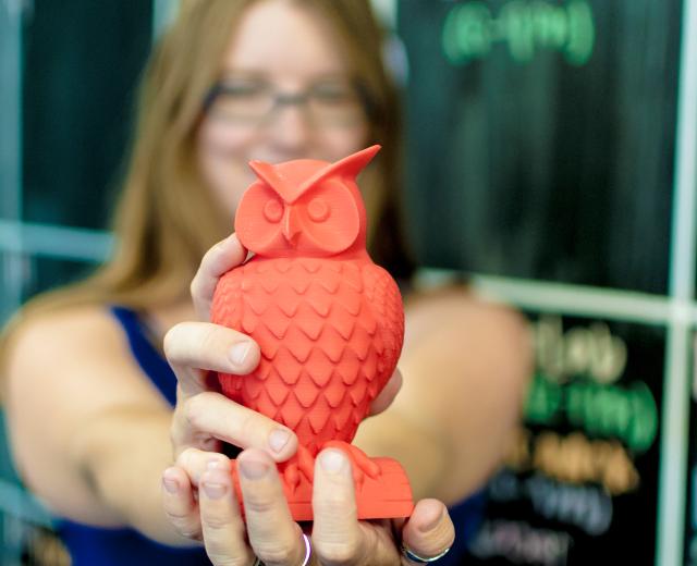 This plastic owl was created on one of Hacker Lab's 3-D printers. The model for the owl file can be found on Thingiverse. 

(photo: Pero Petricevic, Hacker Lab)