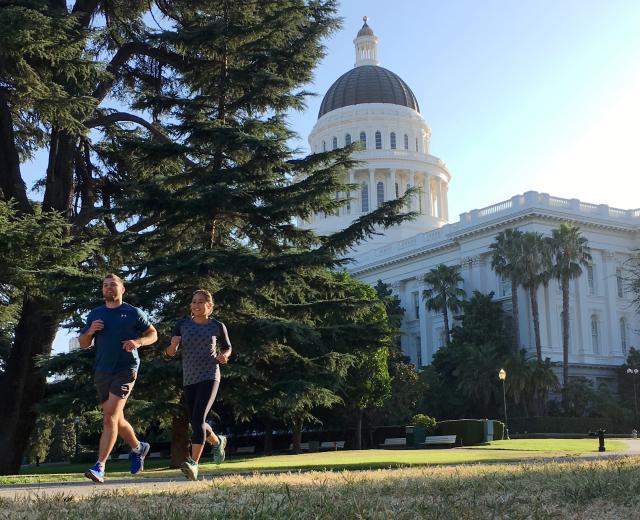 Jenn Kistler-McCoy goes for a run by the California State Capitol. (Photo courtesy Jenn Kistler-McCoy)