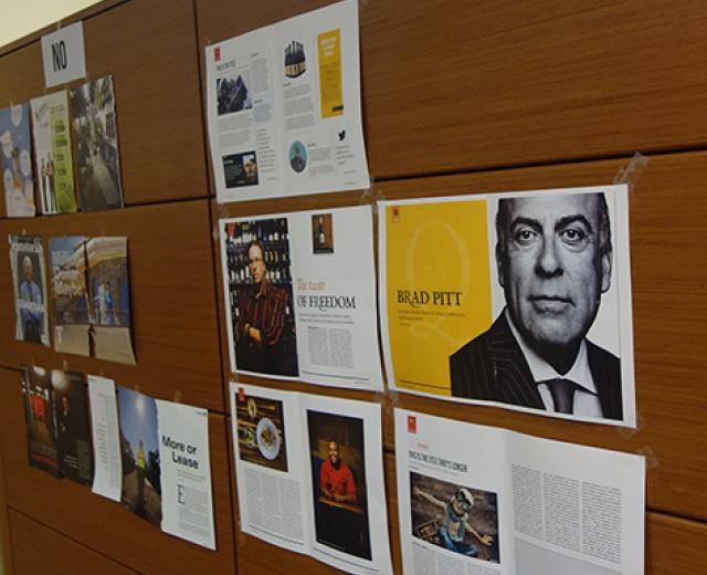 NEW VS. OLD: When you’re working on a big project like this, there’s nothing better than laying it all out to see the big picture. We’re using more white space, which gives the magazine a fresher, lighter look. Bold colors and high contrast is what’s new Comstock’s is all about.