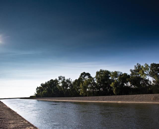 The Edmund G. Brown California Aqueduct (shown here near Westley in Stanislaus County) stretches about 400 miles, carrying water from Northern California to users in the south. 
