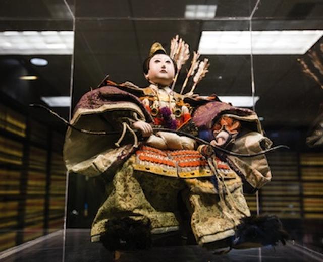 Trainor Fairbrook senior shareholder Charles Trainor describes the law firm's aesthetic as an integration of contemporary and antique Asian culture. This 18th century samurai warrior doll came from an antique store in San Francisco. In celebration of Boy's Day, the Japanese traditionally displayed warrior dolls and hung kites from poles outside their homes. 