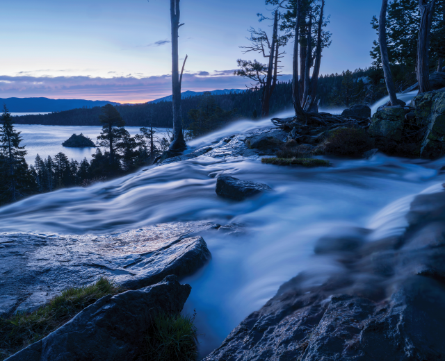 Overlooking Lake Tahoe’s Emerald Bay, Eagle Falls is located at the start of a popular hiking trail into Desolation Wilderness called the Eagle Lake Trail. (Photo by Brad Branan)