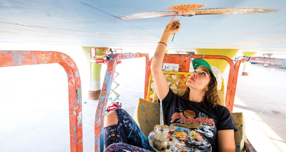 When Bright Underbelly is completed, Sofia Lacin will have spent about 315 hours painting the expansive mural.