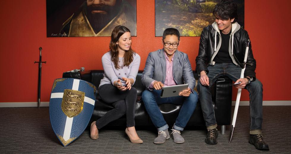 Loren Rozakos, lead human resources business partner; Mark Otero; and Robert Blair, director of studio operations (Capital Games) at Electronic Arts.