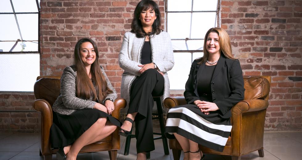 From left: Rayna Pearson, Myla Ramos and Heather Kocina cofounded SearchPros Solutions in Sacramento in 2005. (Photography courtesy of SearchPros Solutions)
