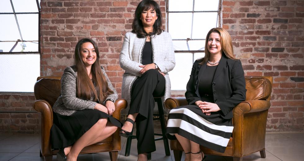 From left: Rayna Pearson, Myla Ramos and Heather Kocina cofounded SearchPros Solutions in Sacramento in 2005. (Photography courtesy of SearchPros Solutions)
