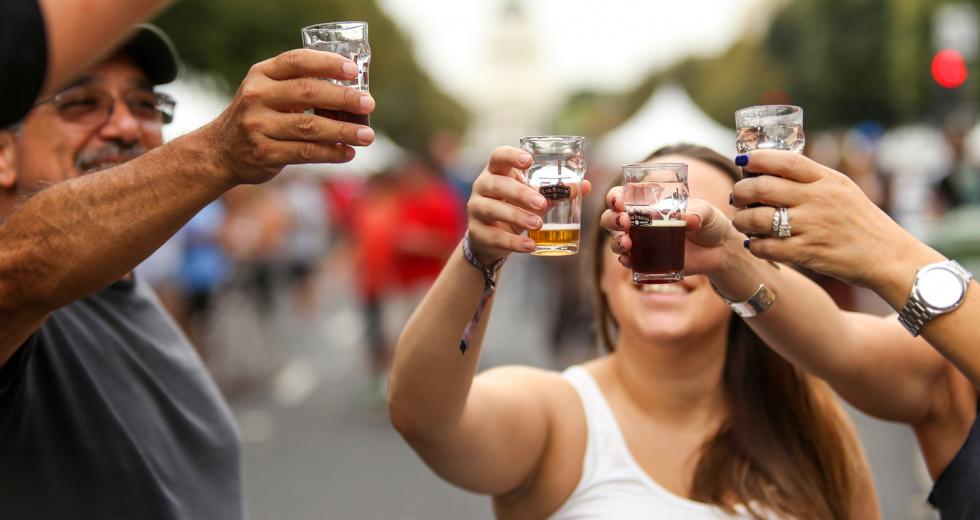 Attendees share a toast at last year’s California Craft Beer Festival in Sacramento. (Photo courtesy California Craft Brewers Association)