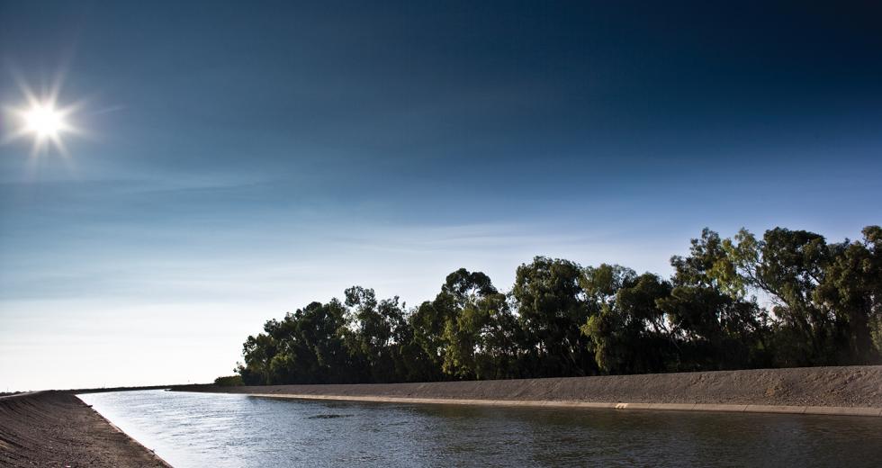 The Edmund G. Brown California Aqueduct (shown here near Westley in Stanislaus County) stretches about 400 miles, carrying water from Northern California to users in the south. 