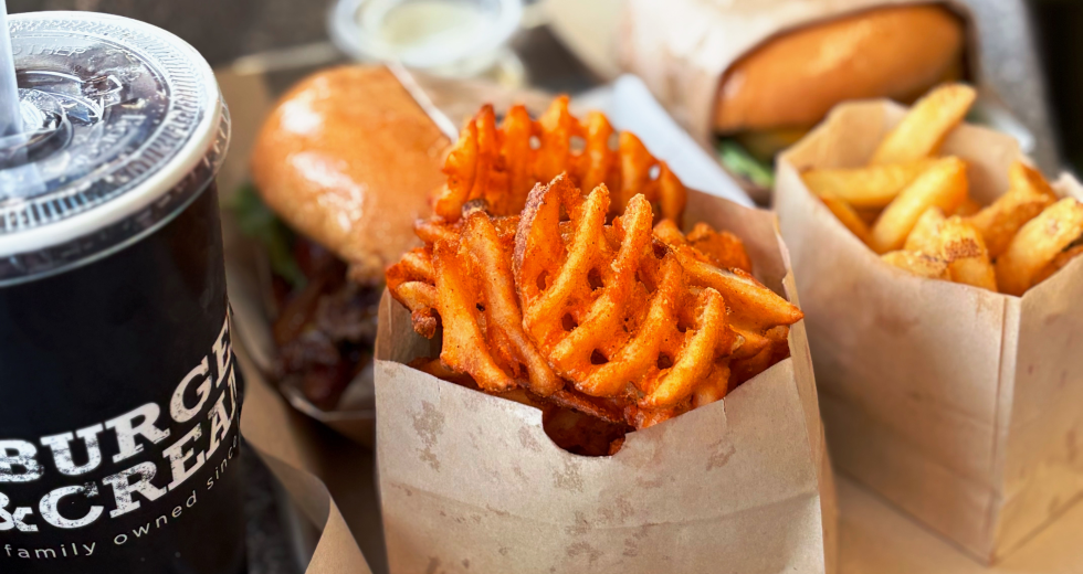 Burger & Cream in Auburn proper has a walk-up window, picnic tables outside and a menu that includes burgers, fries and a variety of soft-serve ice cream options. (Photo by Nicolle Sloane)