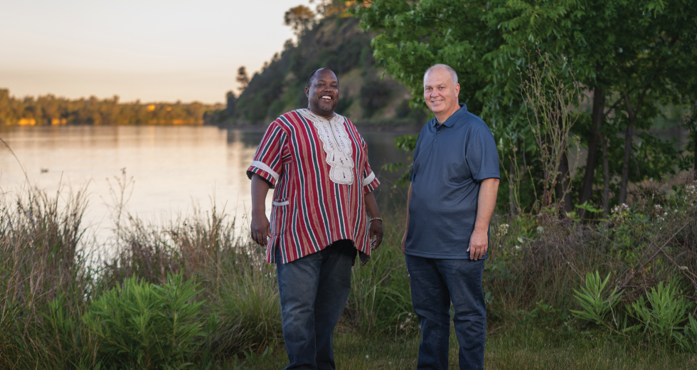 Michael Harris, left, a local historian, has fought for decades to keep the story of Black Miners Bar alive. Eric Webb, a retired Sacramento County Library worker, wrote about local history in his book "Lost Gold Rush Towns of Sacramento." (Photo by Kial James)