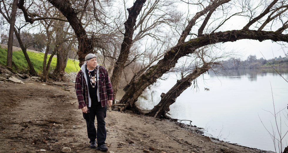 Gary Mulcahy, a member of the Winnemem Wintu Tribe, grew up along the river and has been fighting the Delta tunnel project for years. (Photo by Wes Davis)