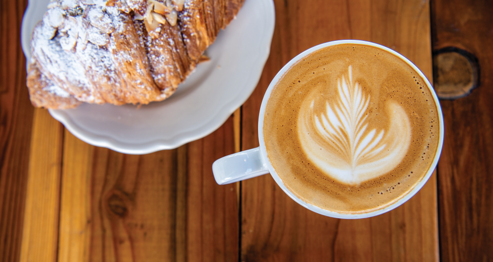 Emile’s Cafe recently opened in Heritage Oaks Park in West Sacramento, serving up grab-and-go food items and drinks such as this almond croissant and brown sugar latte.