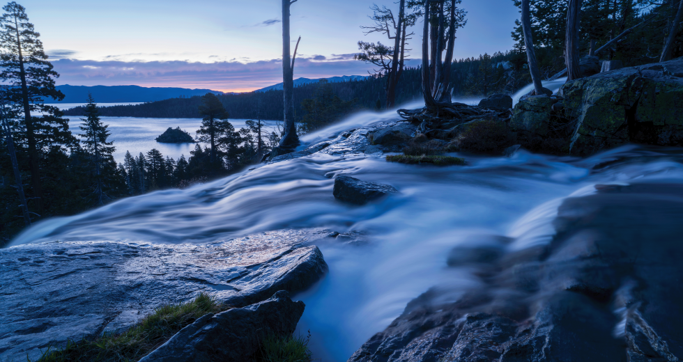 Overlooking Lake Tahoe’s Emerald Bay, Eagle Falls is located at the start of a popular hiking trail into Desolation Wilderness called the Eagle Lake Trail. (Photo by Brad Branan)