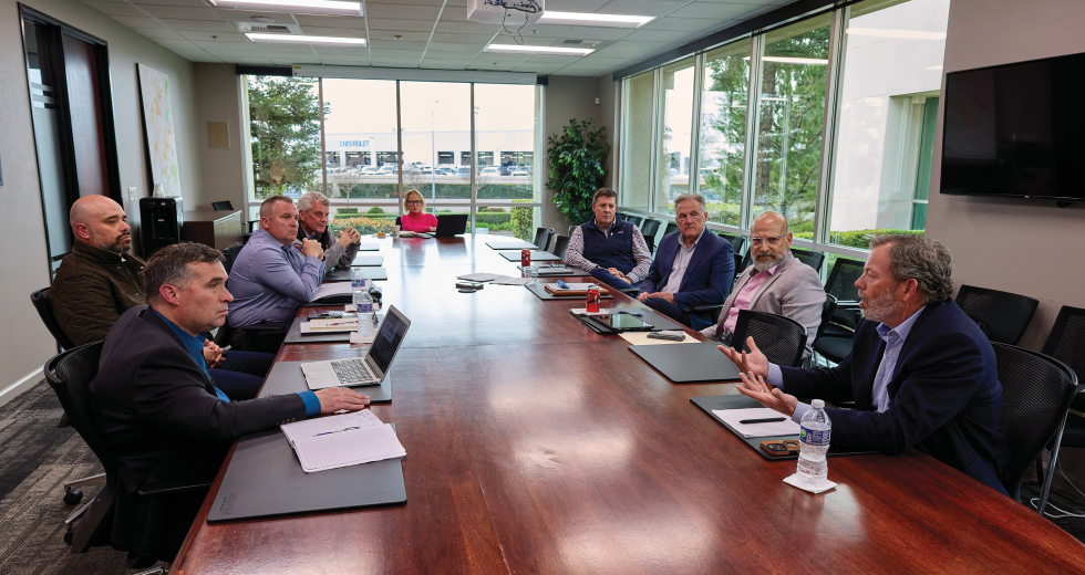From left, writer Scott Thomas Anderson; Anton Garcia of Taylor Builders; Justin Walters of Somers West; Kevin Carson of Risewell Homes; Comstock’s Editor Judy Farah; Tim Murphy of North State BIA; Ron Brown of Brown Construction; Craig Adelman of Mutual Housing California and Milo Terzich of USA Properties Fund. (Photos by Fred Greaves)