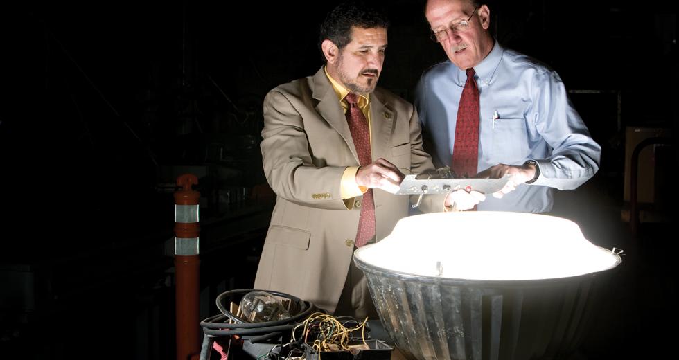 Emir Macari, dean, Sacramento State College of Engineering and Computer Science, and JD Stack, administrator, California Smart Grid Center