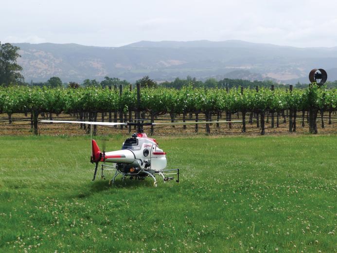 Engineers at UC Davis are using the Yamaha R-Max mini chopper to gather agricultural data and precisely fertilize crops. 

(photo by Ken Giles, UC Davis)