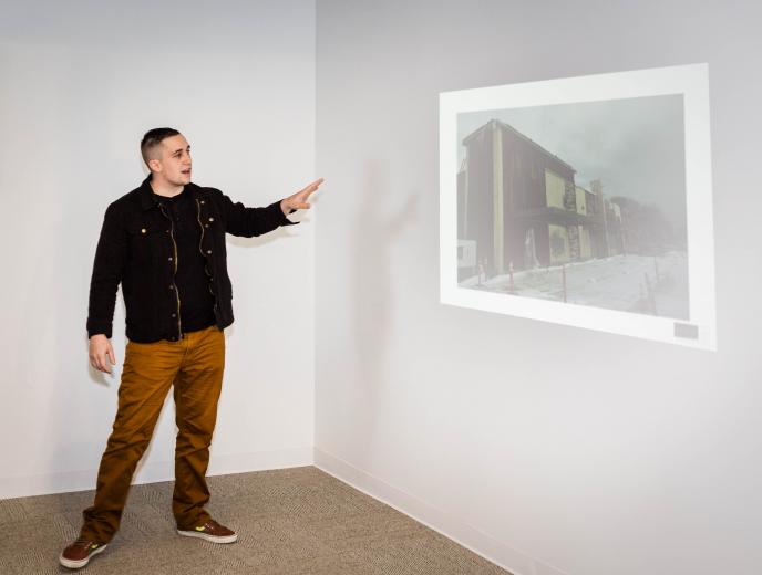 Michael O’Connors presents on Market 5-ONE-5, which is under construction at 915 R Street in Sacramento. This business will be similar to a corner market but with a focus on nutritious food.