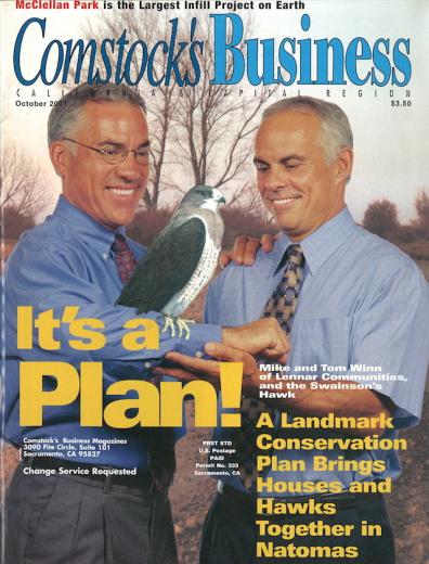 3. (Oct. 2001) Nothing says “premier monthly business publication of California’s Capital Region” like an intimate photo of two men and their toy bird.
EIC’s note: I wrote this story as a freelancer. Talk about photoshop gone wrong. The whole point of the article was to address the concerns of the wild Swainson Hawk. When I saw it in print at the Corti Brothers checkout stand, I turned it around so the back-cover ad was showing. 3. (Oct. 2001) Nothing says “premier monthly business publication of California’s Capital Region” like an intimate photo of two men and their toy bird.
EIC’s note: I wrote this story as a freelancer. Talk about photoshop gone wrong. The whole point of the article was to address the concerns of the wild Swainson Hawk. When I saw it in print at the Corti Brothers checkout stand, I turned it around so the back-cover ad was showing.
