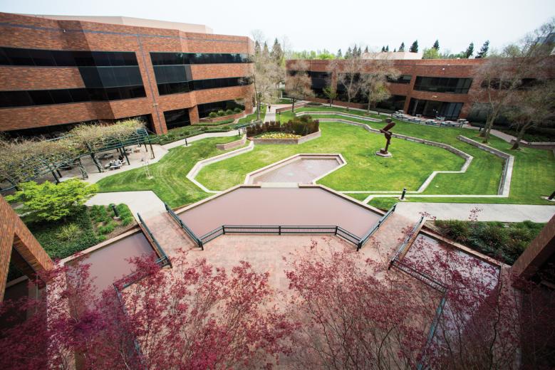 Walking paths, outdoor seating, water features and a sprawling lawn in the property’s courtyard give Metro Center a tucked-away, park-like feel in South Natomas.  Walking paths, outdoor seating, water features and a sprawling lawn in the property’s courtyard give Metro Center a tucked-away, park-like feel in South Natomas.