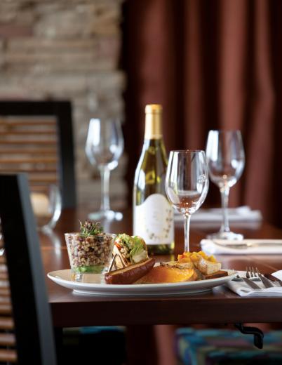 Quinoa citrus salad, soft taco, chili relleno, vegetables, cedar roasted tofu and mango chutney. Paired with 2011 ZD Chardonnay, California