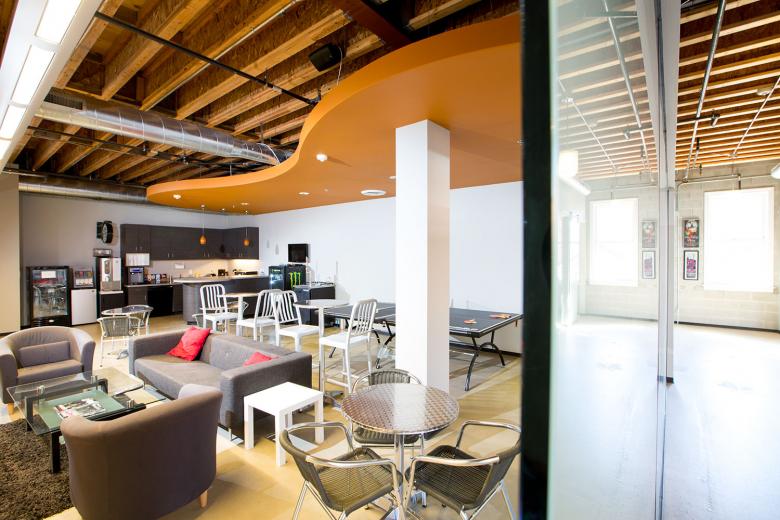 Patterson, along with Ryan Vanni, the CEO of BKWLD creative agency; and Eric Rushing, the CEO of music management firm Artery Foundation, worked with building owner Dave Scurfield and Sudesh Farma of Tech Space Designs to achieve a distinct aesthetic for each company that creates continuity through the whole building. This space is, after all, a reflection of Mayor Kevin Johnson’s vision for “Sacramento 3.0” and the location he used for meetings while courting Major League Soccer officials. Patterson, along with Ryan Vanni, the CEO of BKWLD creative agency; and Eric Rushing, the CEO of music management firm Artery Foundation, worked with building owner Dave Scurfield and Sudesh Farma of Tech Space Designs to achieve a distinct aesthetic for each company that creates continuity through the whole building. This space is, after all, a reflection of Mayor Kevin Johnson’s vision for “Sacramento 3.0” and the location he used for meetings while courting Major League Soccer officials.