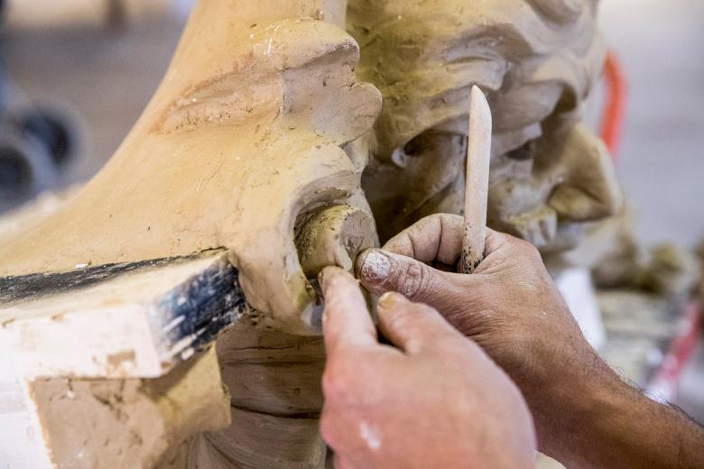 Clay is mined onsite and mixed before it is molded, stamped, dried, glazed, fired, quality checked and shipped to customers across the country. Gladding, McBean’s architectural terra cotta is meticulously hand-sculpted by artisans who often create replacement units for worn-out building façades, replicating ornate designs.