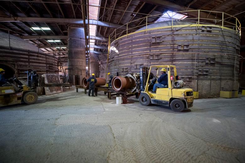 The original beehive kilns are still operational, though the fires are now fueled by natural gas rather than wood.