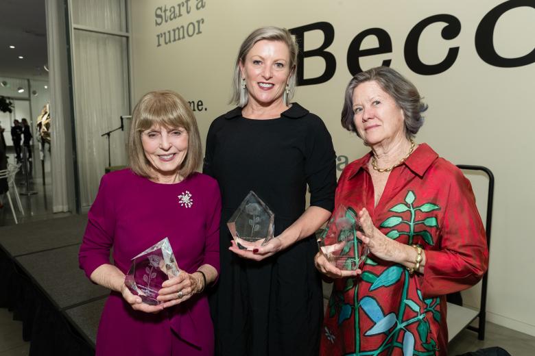 Constance Lewallen, adjunct curator, UC Berkeley Art Museum and Pacific Film Archive, and guest cocurator, “Stephen Kaltenbach: The Beginning and the End” at Jan Shrem and Maria Manetti Shrem Museum of Art; Carlie Wilmans, founder, 500 Capp Street Foundation; and Ann Hatch, recipient of the Margrit Mondavi Arts Medallion, and cofounder, Capp Street Project