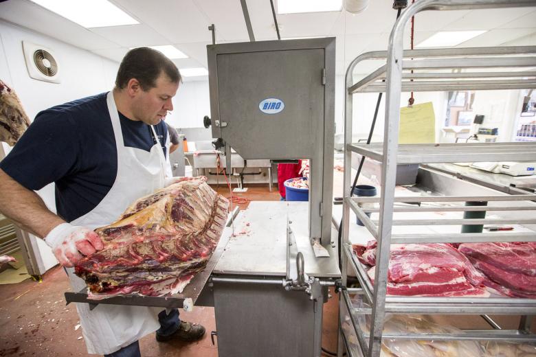 Longhorn Meat Co. offers both retail and exotic meats as well as custom processing. For Phil, humanely processing meat is a high priority. He prefers his customers bring him animals slaughtered on the farm or hunt directly to Longhorn for processing.“The closer that the animal can die to its home, the better,” Kattenhorn, pictured running the bandsaw, says.
Longhorn Meat Co. offers both retail and exotic meats as well as custom processing. For Phil, humanely processing meat is a high priority. He prefers his customers bring him animals slaughtered on the farm or hunt directly to Longhorn for processing.“The closer that the animal can die to its home, the better,” Kattenhorn, pictured running the bandsaw, says.