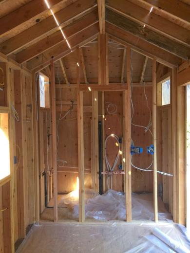 Looking through what will become the bathroom wall Looking through what will become the bathroom wall