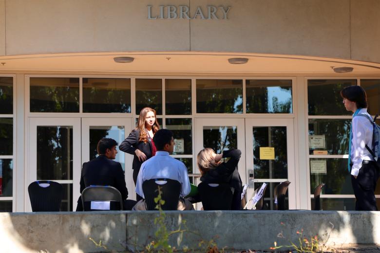Whitney High School students wait for their mock interviews.