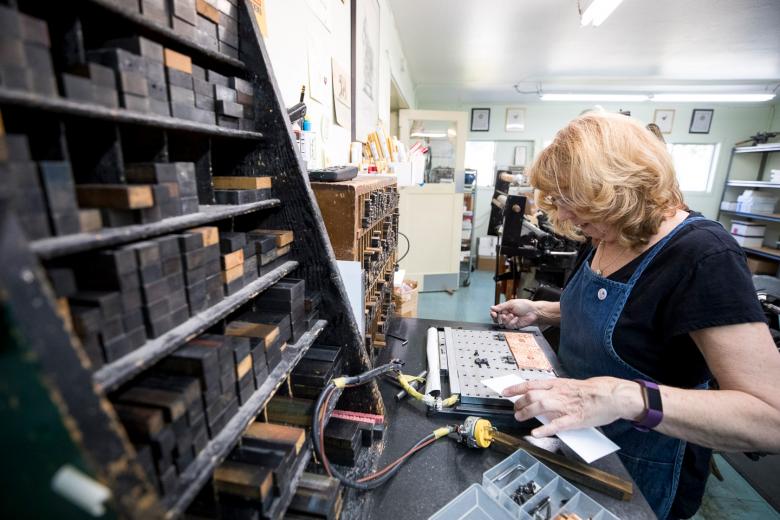 As a child, working in her family’s print shop in Grass Valley, Judith Berliner’s job was to help her father produce custom maps and limited-edition books on the antique machinery. She now works those same presses as owner of Full Circle Press.