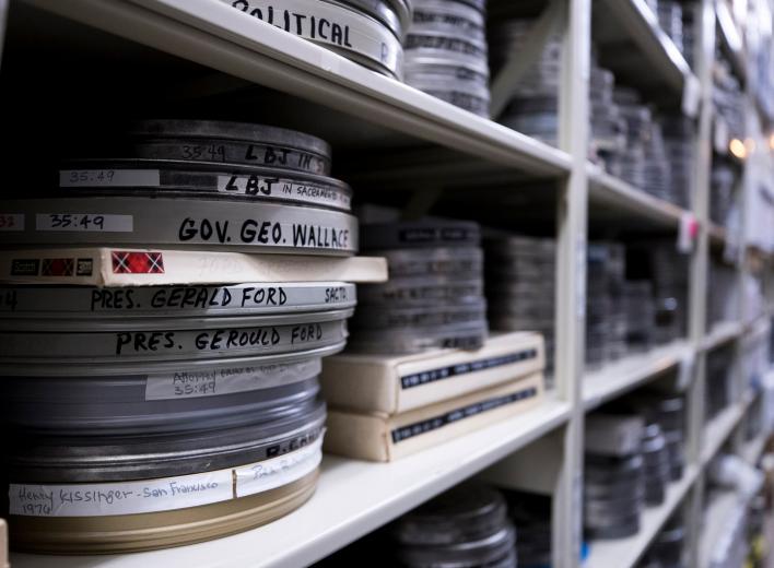 He monitors the film through a Moviola film viewer. Williams digitizes a 16mm reel of Zodiac Killer footage. To digitize, he must watch in real time an entire length of film to listen for abnormalities in the reel and adjust the film exposure.