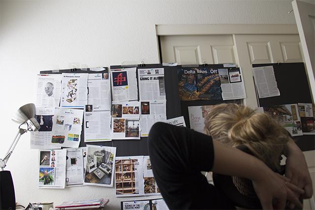 THE CONCEPTS: Zuza's home office became a “layout wonderland" for a few weeks. “As a designer, I like to be able to see all the layouts I’m working with at once," she says. "It’s crucial in establishing how they relate to each other.” THE CONCEPTS: Zuza's home office became a “layout wonderland" for a few weeks. “As a designer, I like to be able to see all the layouts I’m working with at once," she says. "It’s crucial in establishing how they relate to each other.”