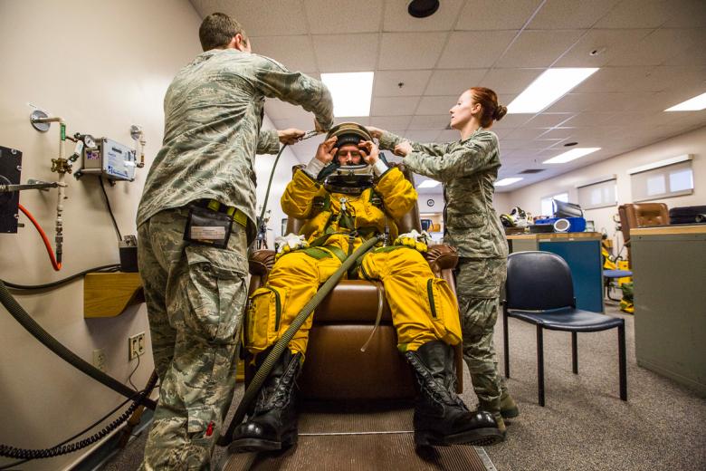 NASA uses the same design, originally developed by the military for U-2 pilots, for space suits.  NASA uses the same design, originally developed by the military for U-2 pilots, for space suits.