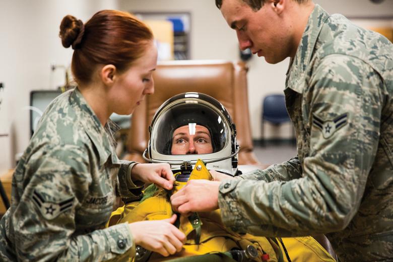 During the interview process, student pilots must suit up and sit alone for 45 minutes to ensure they are psychologically stable enough to endure the extended period of isolation and minimal mobility. During the interview process, student pilots must suit up and sit alone for 45 minutes to ensure they are psychologically stable enough to endure the extended period of isolation and minimal mobility.
