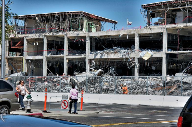 Demolition on the Downtown Plaza on 8.18.14
(photo: Steve Martarano) Demolition on the Downtown Plaza on 8.18.14
(photo: Steve Martarano)