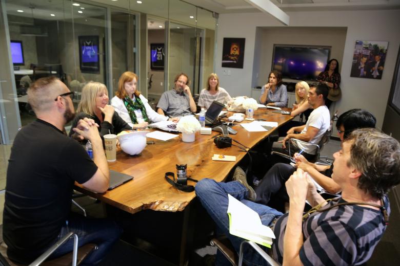 Shelly Willis and Diane Cripe of the Sacramento Metropolitan Arts Commission lead orientation for artists selected to submit arena art proposals. Attending this session with arena designer David Lee (left) were artists Michael Bishop, Lynn Criswell, Bryan Valenzuela, Melissa Arendt, Anthony Padilla, JD Beltran and Scott Minneman. Shelly Willis and Diane Cripe of the Sacramento Metropolitan Arts Commission lead orientation for artists selected to submit arena art proposals. Attending this session with arena designer David Lee (left) were artists Michael Bishop, Lynn Criswell, Bryan Valenzuela, Melissa Arendt, Anthony Padilla, JD Beltran and Scott Minneman.