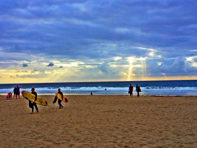 Sunset and surfers at Pacific Beach in San Diego Sunset and surfers at Pacific Beach in San Diego