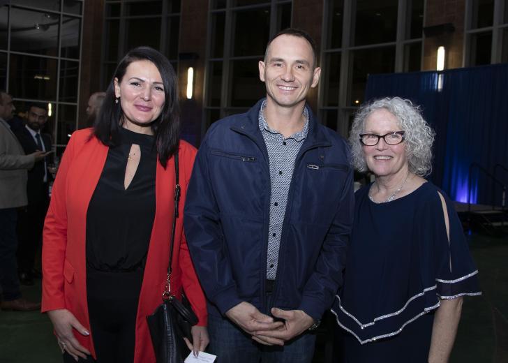 Nika Tveretinova, vice president, CABS Heating & Air Conditioning; Peter Bredikhin, CEO, CABS Heating & Air Conditioning; and Denice Domke, president and CEO, West Sacramento Chamber of Commerce